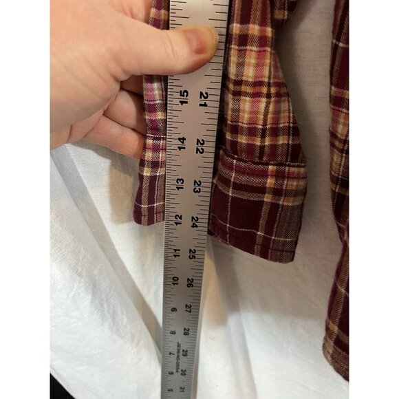 St John’s Bay 3X Maroon Plaid Long Sleeved Button Up Shirt 100% Cotton - Picture 7 of 7